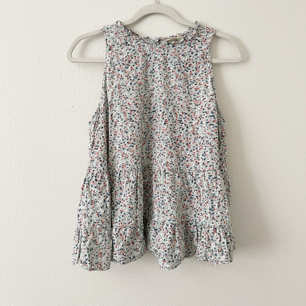 universal thread blue floral cottage core peplum tank